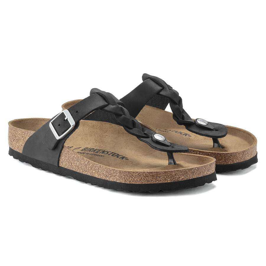Gizeh Braided Natural Leather Oiled - Black