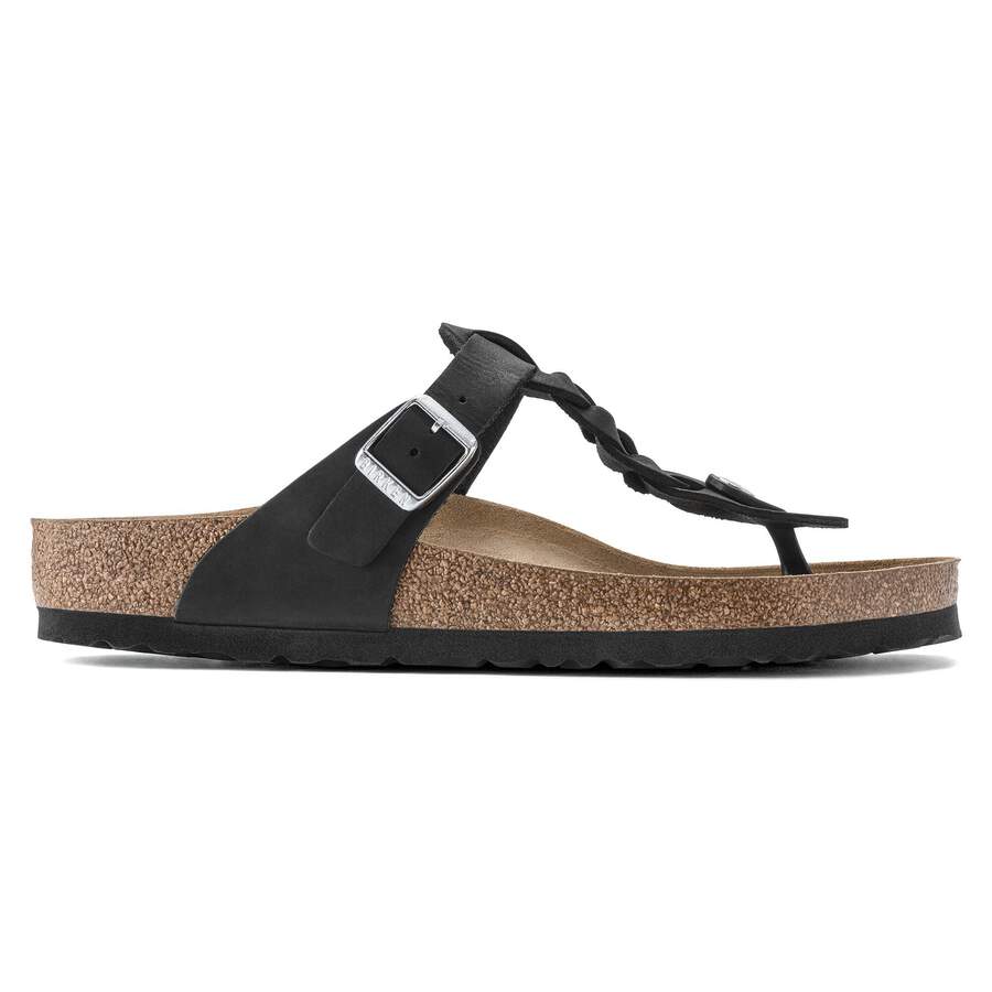 Gizeh Braided Natural Leather Oiled - Black