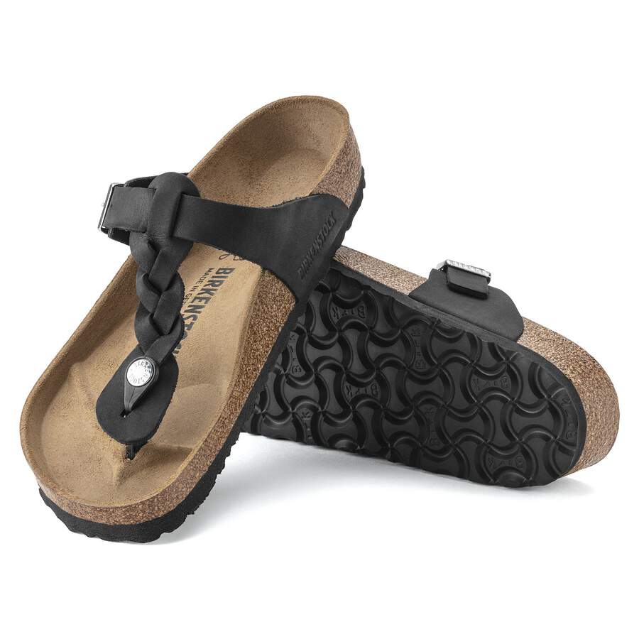 Gizeh Braided Natural Leather Oiled - Black
