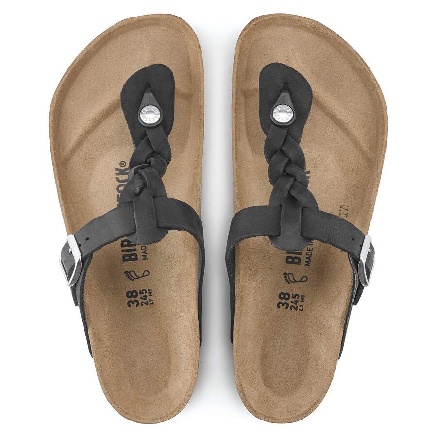 Gizeh Braided Natural Leather Oiled - Black