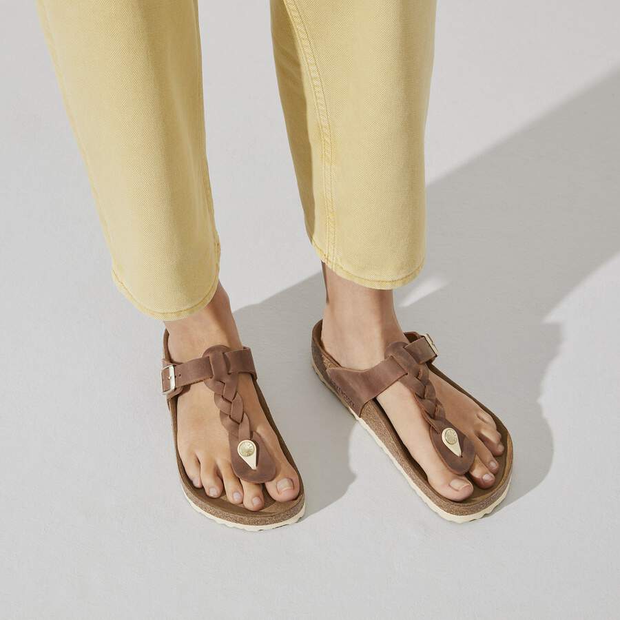 Gizeh Braided Natural Leather Oiled - Cognac