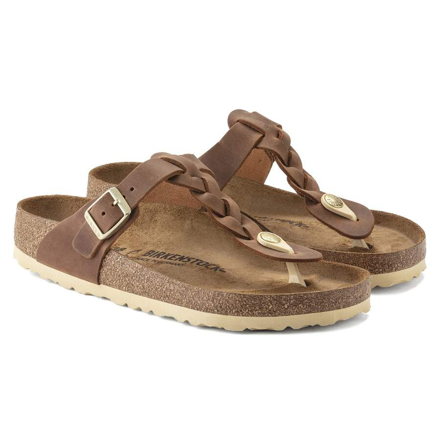 Gizeh Braided Natural Leather Oiled - Cognac