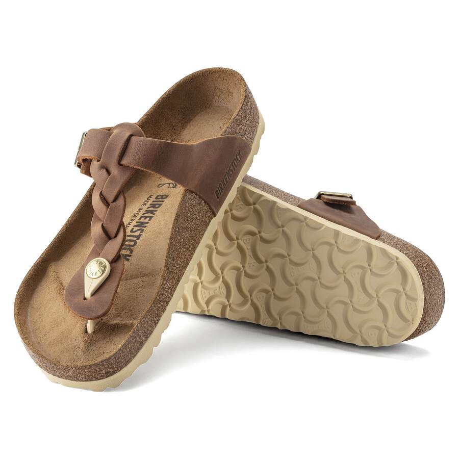 Gizeh Braided Natural Leather Oiled - Cognac