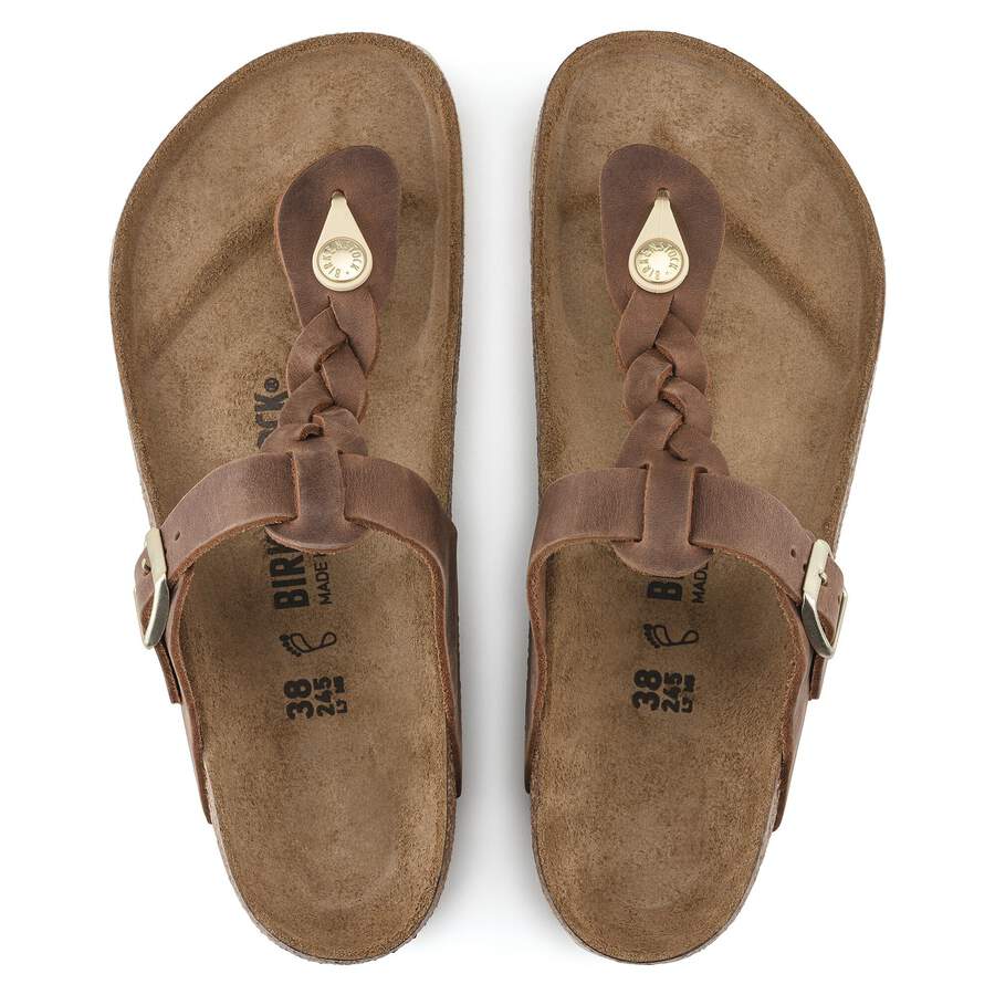Gizeh Braided Natural Leather Oiled - Cognac