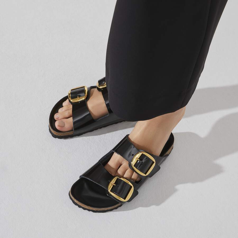 Arizona Big Buckle Natural Leather Patent - High Shine Black