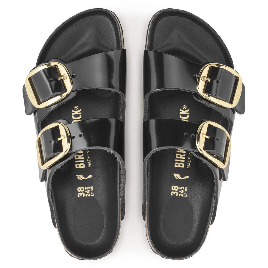 Arizona Big Buckle Natural Leather Patent - High Shine Black