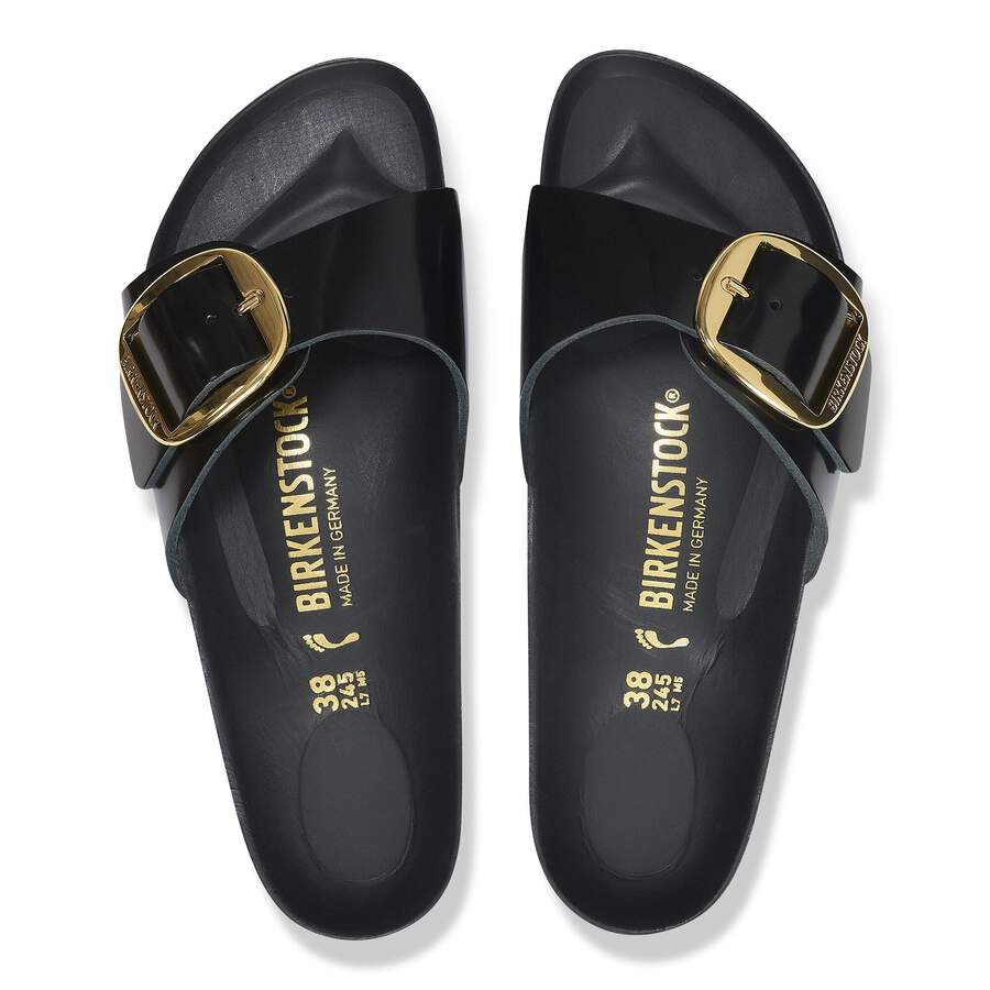 Madrid Big Buckle Natural Leather Patent - High Shine Black