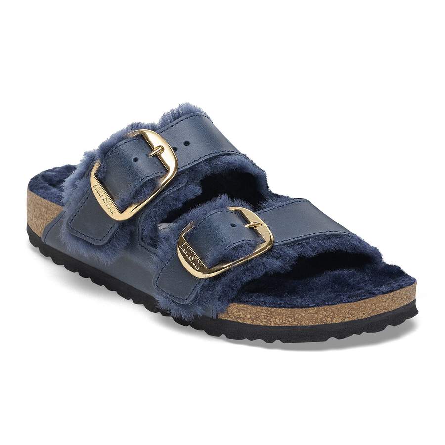 Arizona Big Buckle Shearling Natural Leather Oiled - Midnight Blue