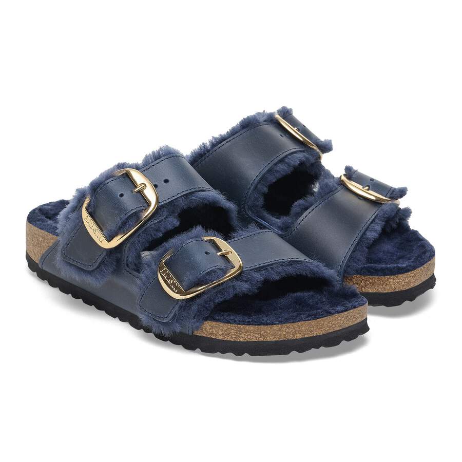 Arizona Big Buckle Shearling Natural Leather Oiled - Midnight Blue