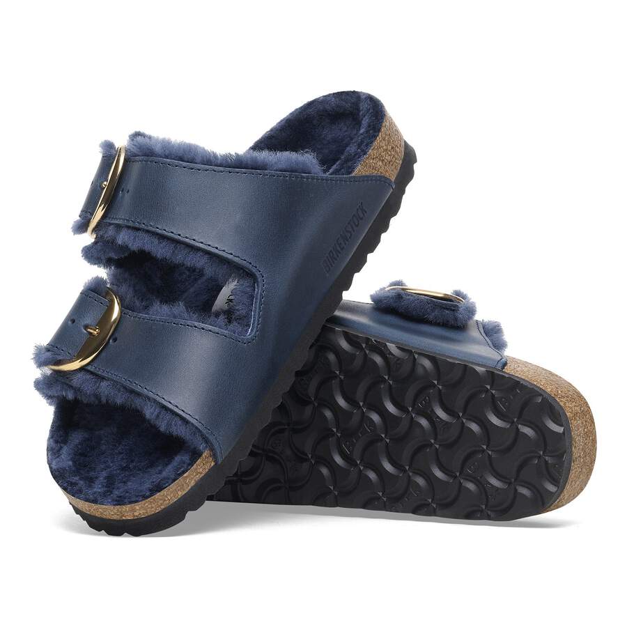 Arizona Big Buckle Shearling Natural Leather Oiled - Midnight Blue