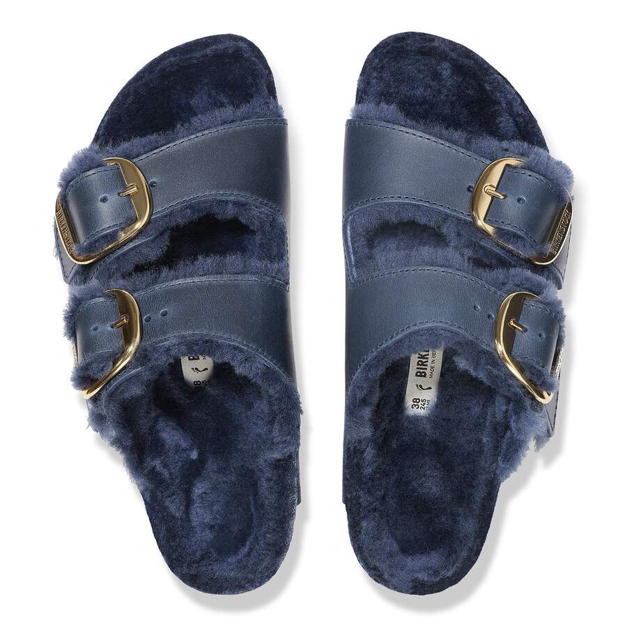 Arizona Big Buckle Shearling Natural Leather Oiled - Midnight Blue