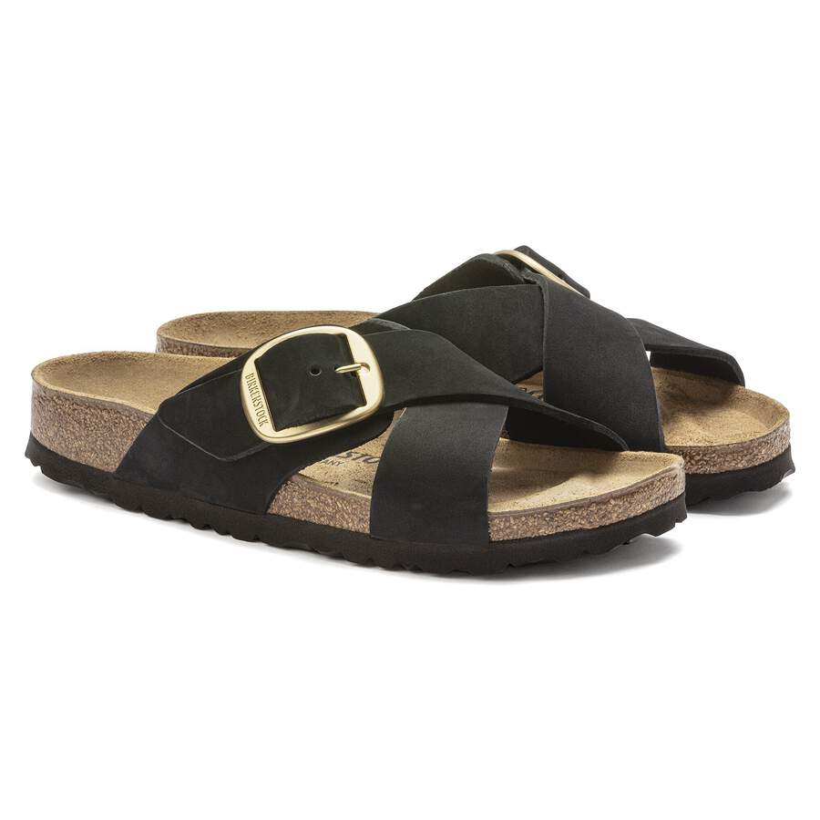 Siena Big Buckle Nubuck Leather - Black