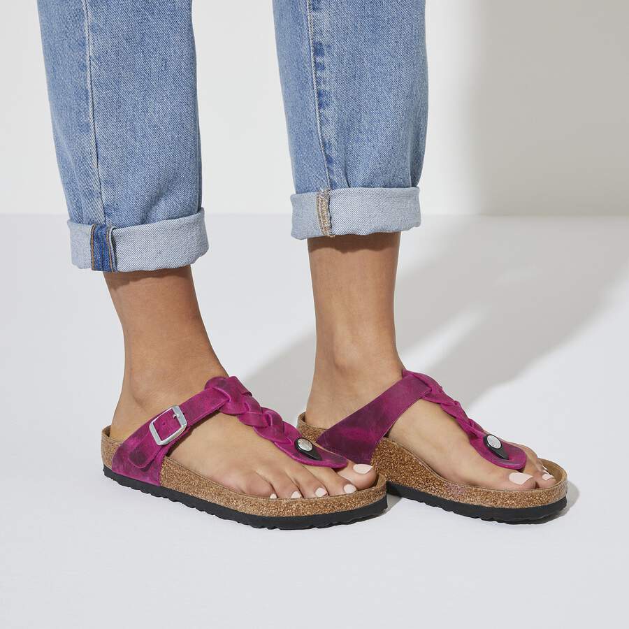 Gizeh Braided Natural Leather Oiled - Festival Fuchsia
