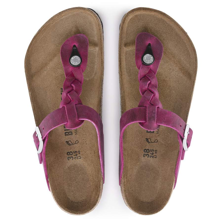 Gizeh Braided Natural Leather Oiled - Festival Fuchsia