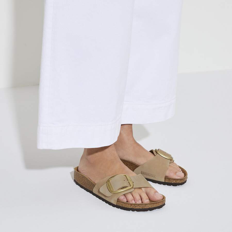 Madrid Big Buckle Natural Leather Nubuck - Sandcastle