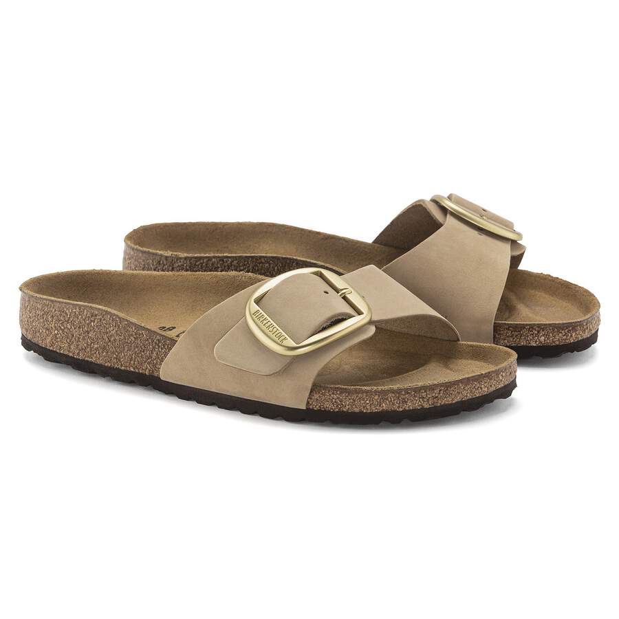 Madrid Big Buckle Natural Leather Nubuck - Sandcastle