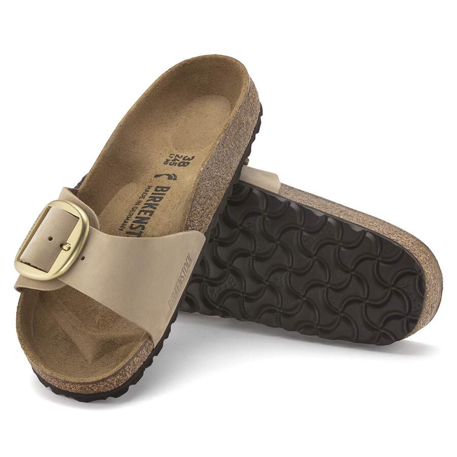 Madrid Big Buckle Natural Leather Nubuck - Sandcastle