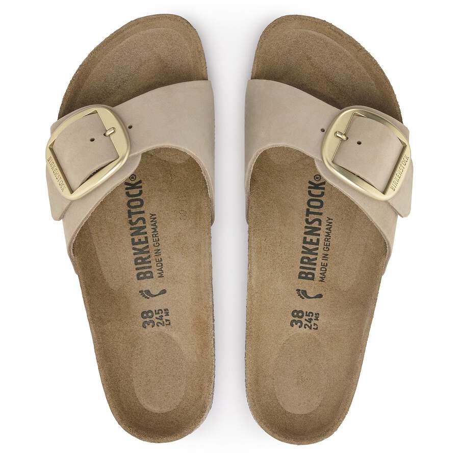 Madrid Big Buckle Natural Leather Nubuck - Sandcastle