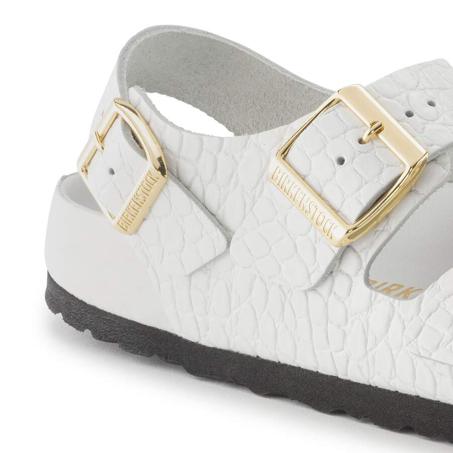 Milano Rivet Logo Natural Leather Embossed - Emboss white
