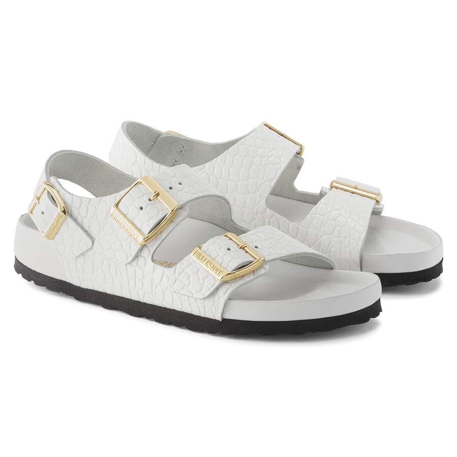 Milano Rivet Logo Natural Leather Embossed - Emboss white