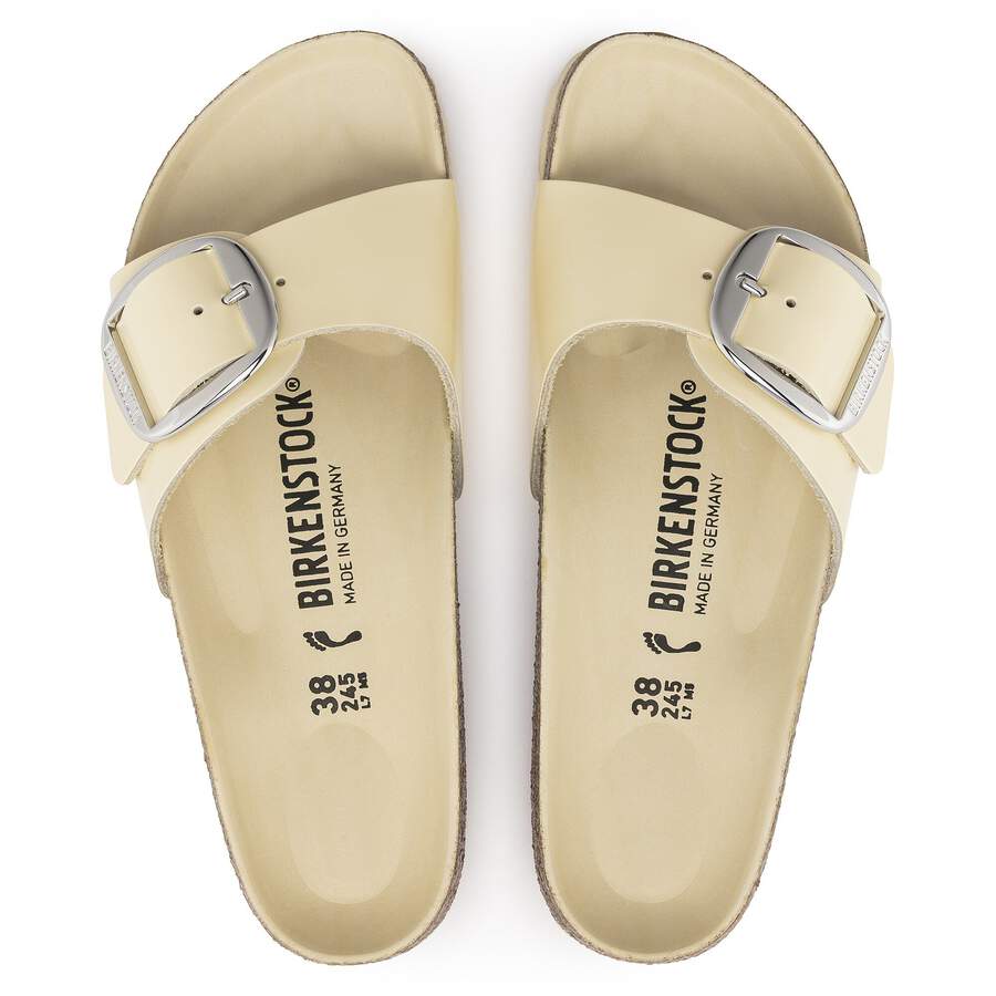 Madrid Big Buckle Natural Leather Patent - High Shine Butter