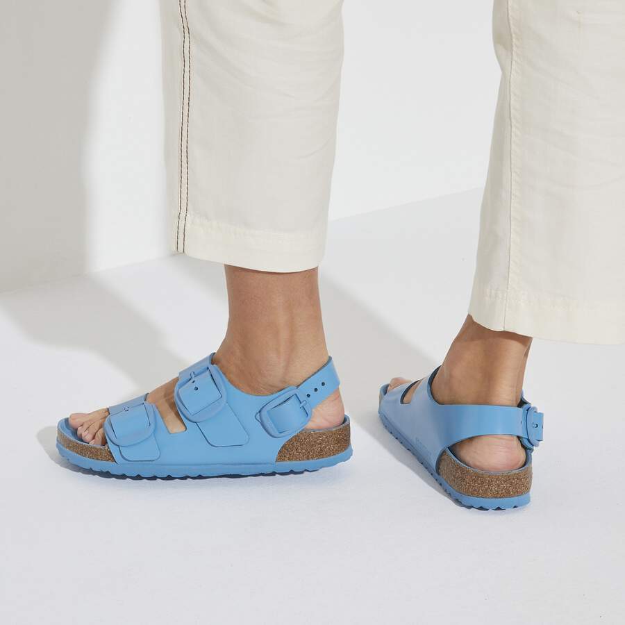 Milano Big Buckle Natural Leather Patent - High Shine Sky Blue