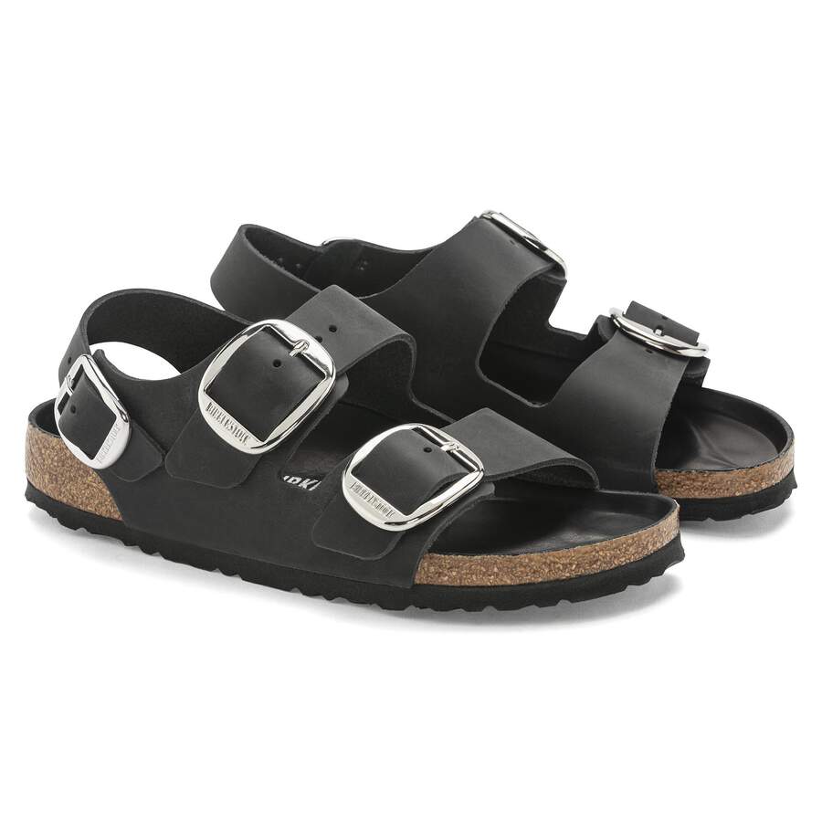Milano Big Buckle Natural Leather Oiled - Black
