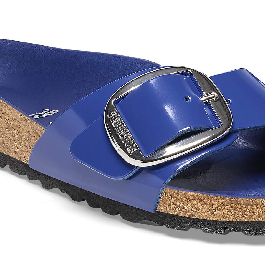 Madrid Big Buckle Natural Leather Patent - High-Shine Cobalt