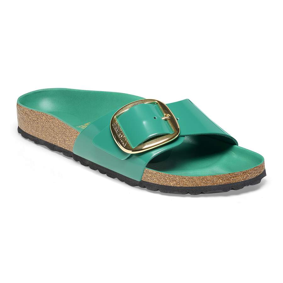 Madrid Big Buckle Natural Leather Patent - High Shine Digital Green