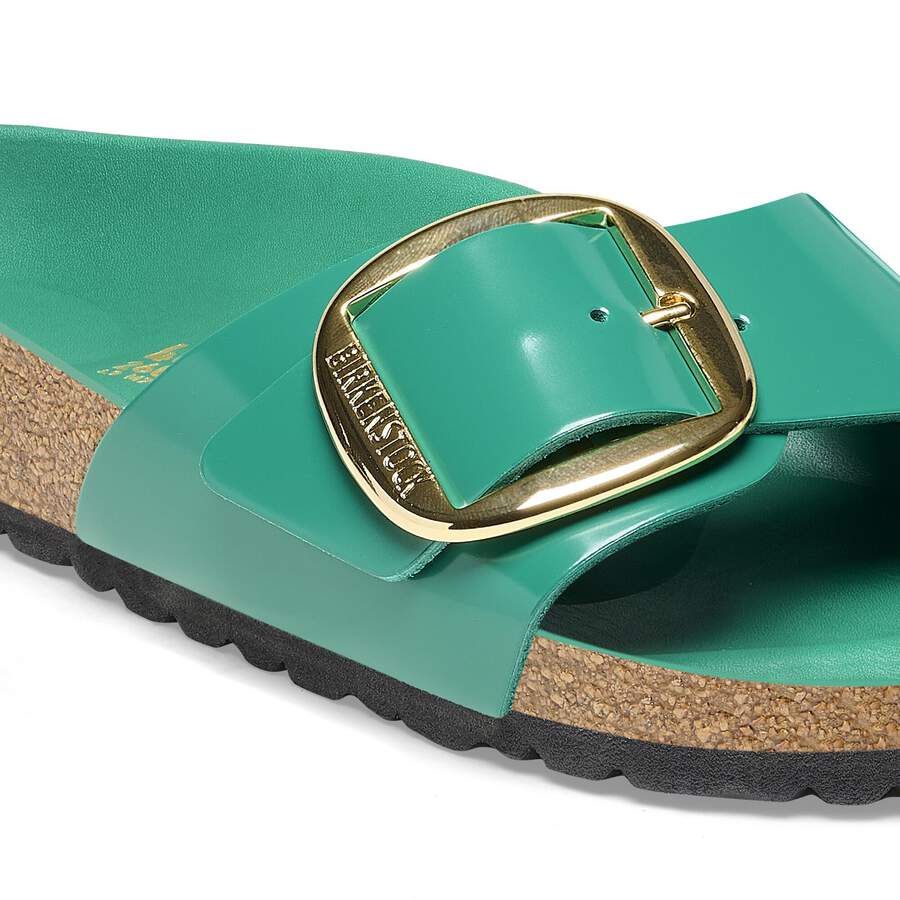Madrid Big Buckle Natural Leather Patent - High Shine Digital Green