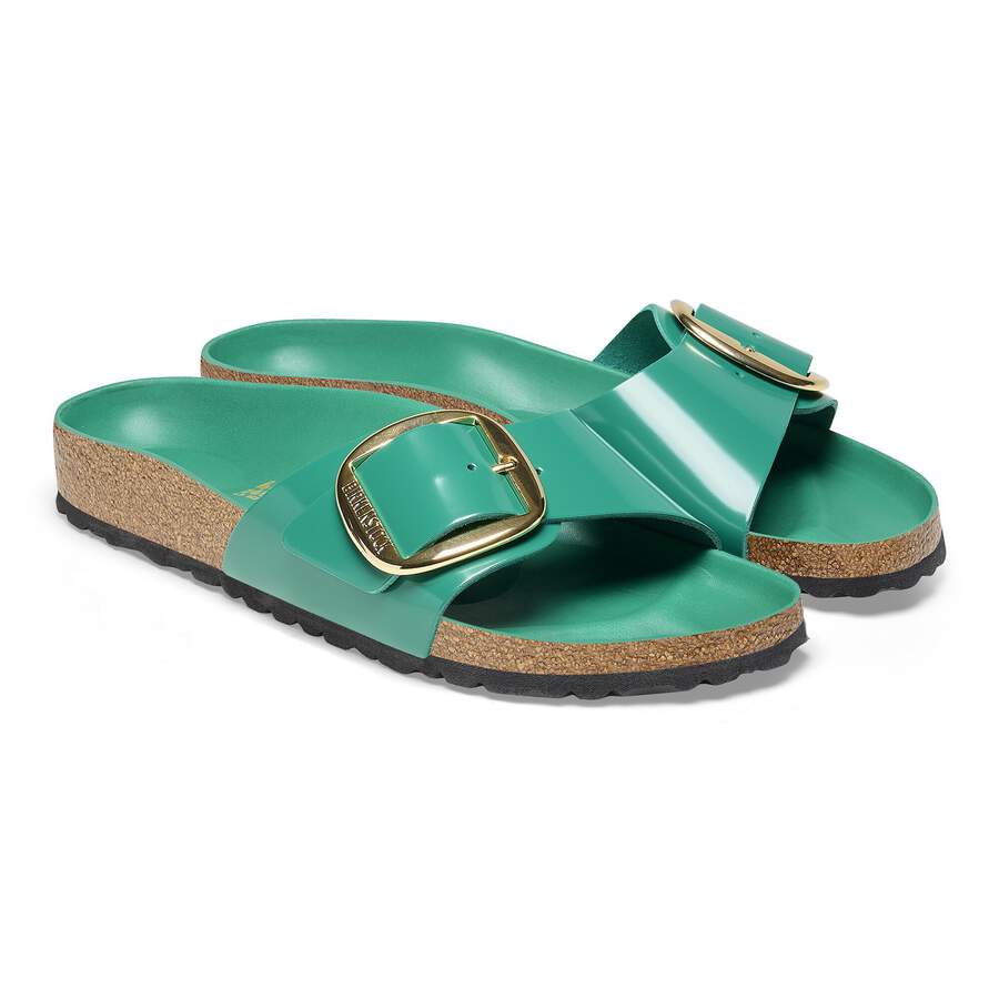Madrid Big Buckle Natural Leather Patent - High Shine Digital Green
