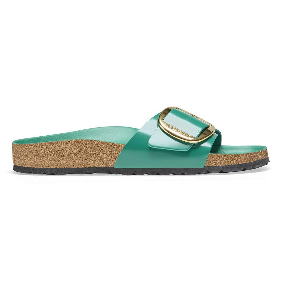 Madrid Big Buckle Natural Leather Patent - High Shine Digital Green