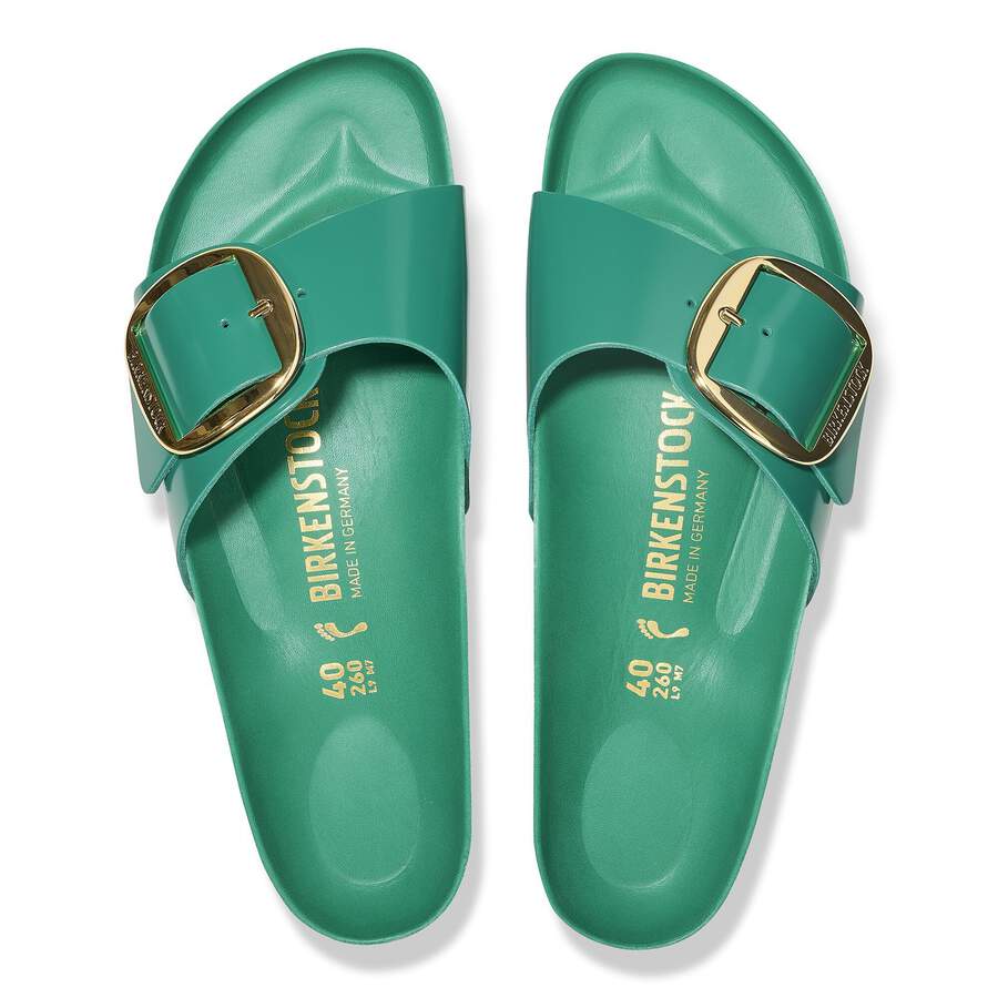 Madrid Big Buckle Natural Leather Patent - High Shine Digital Green