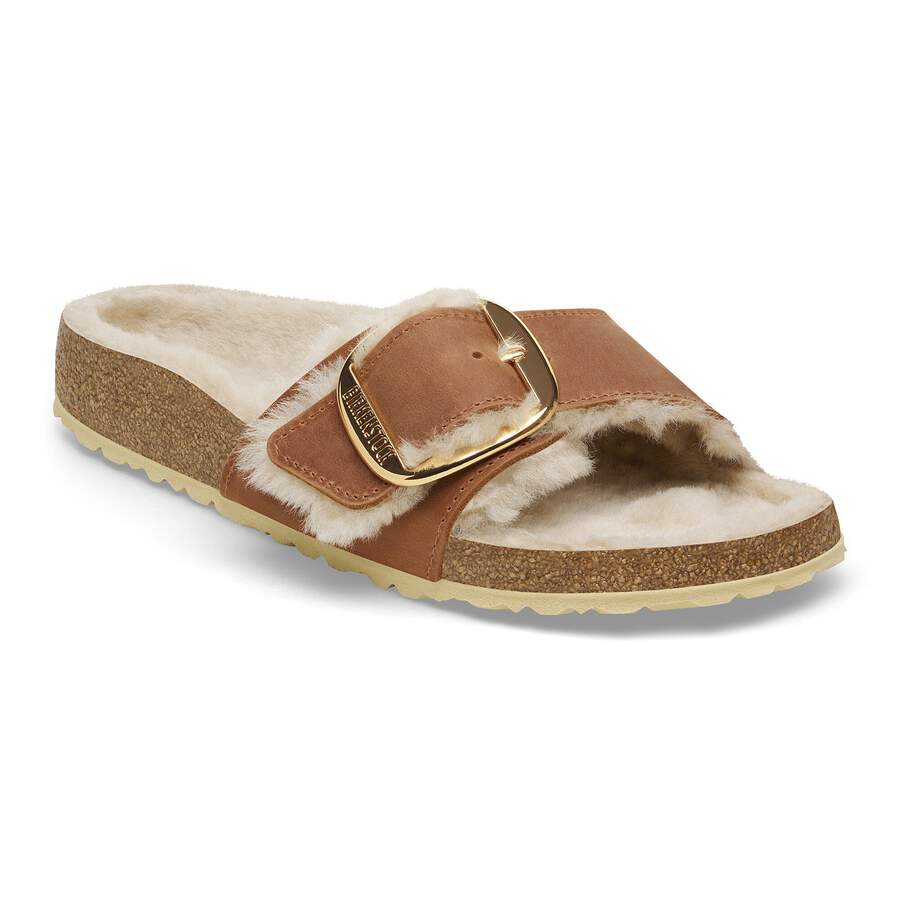 Madrid Big Buckle Shearling Natural Leather Oiled - Cognac