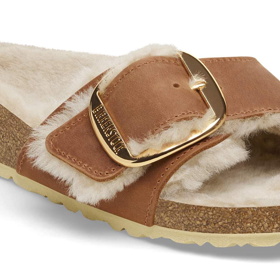 Madrid Big Buckle Shearling Natural Leather Oiled - Cognac