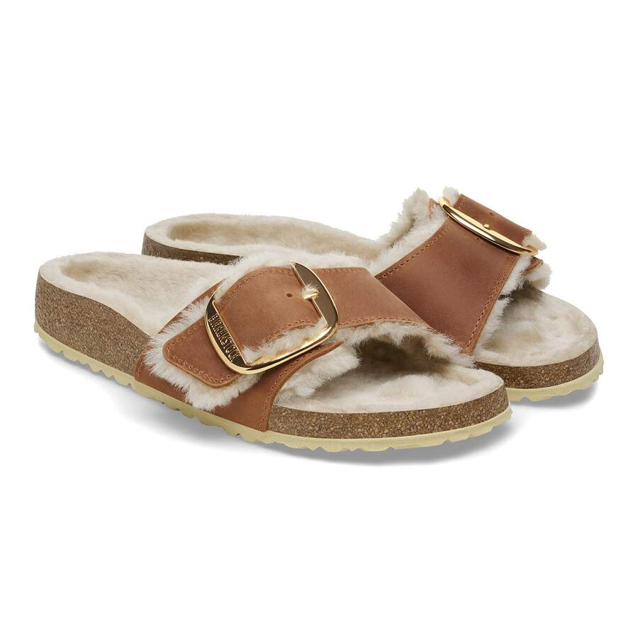 Madrid Big Buckle Shearling Natural Leather Oiled - Cognac
