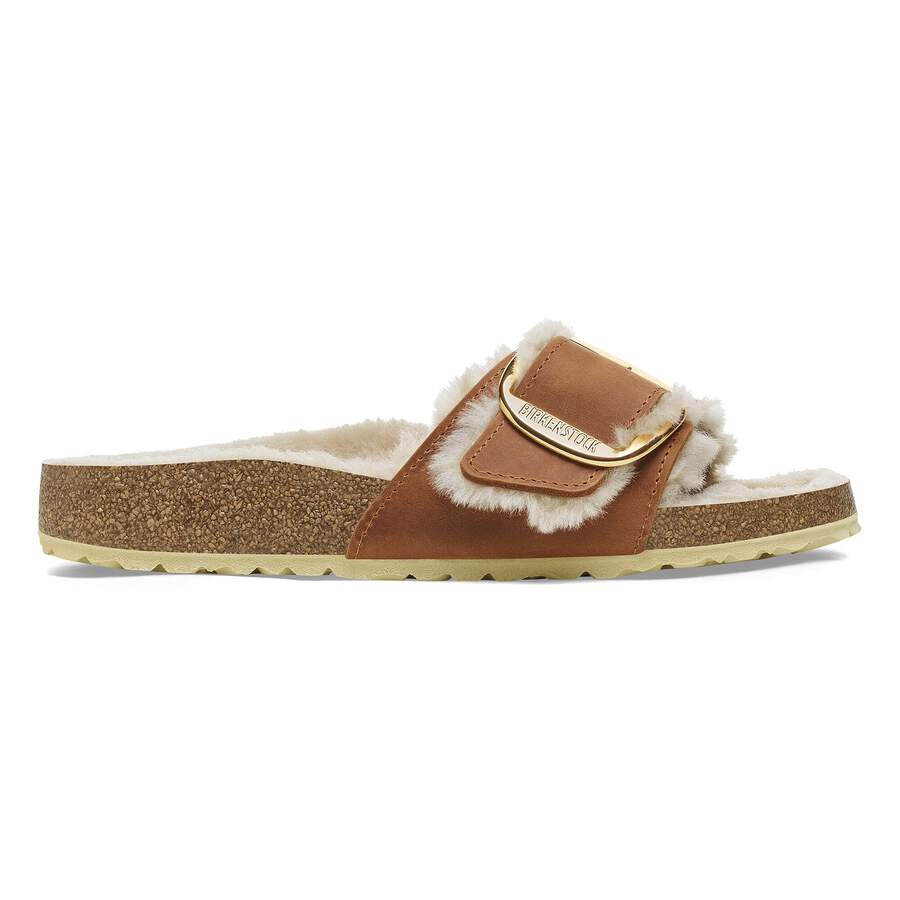 Madrid Big Buckle Shearling Natural Leather Oiled - Cognac