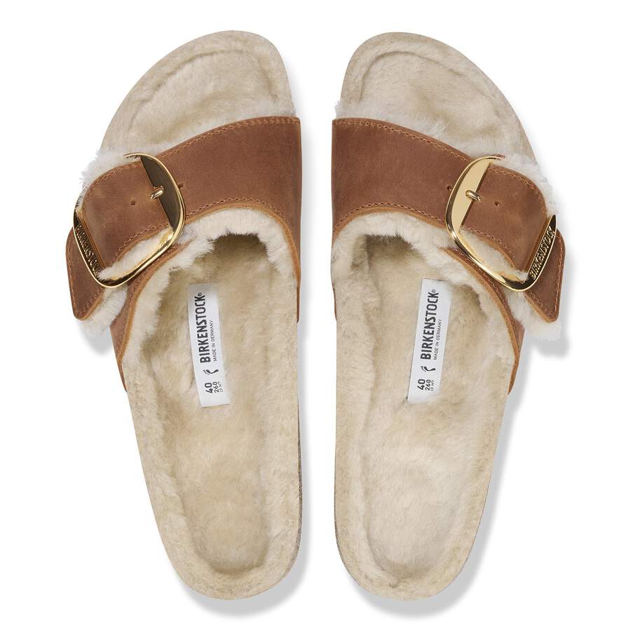 Madrid Big Buckle Shearling Natural Leather Oiled - Cognac