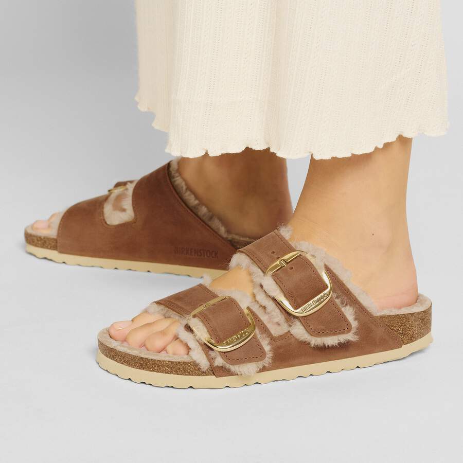 Arizona Big Buckle Shearling Natural Leather Oiled - Cognac