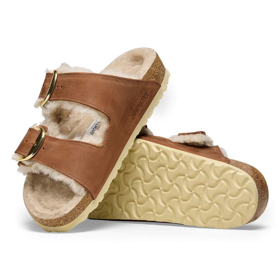 Arizona Big Buckle Shearling Natural Leather Oiled - Cognac