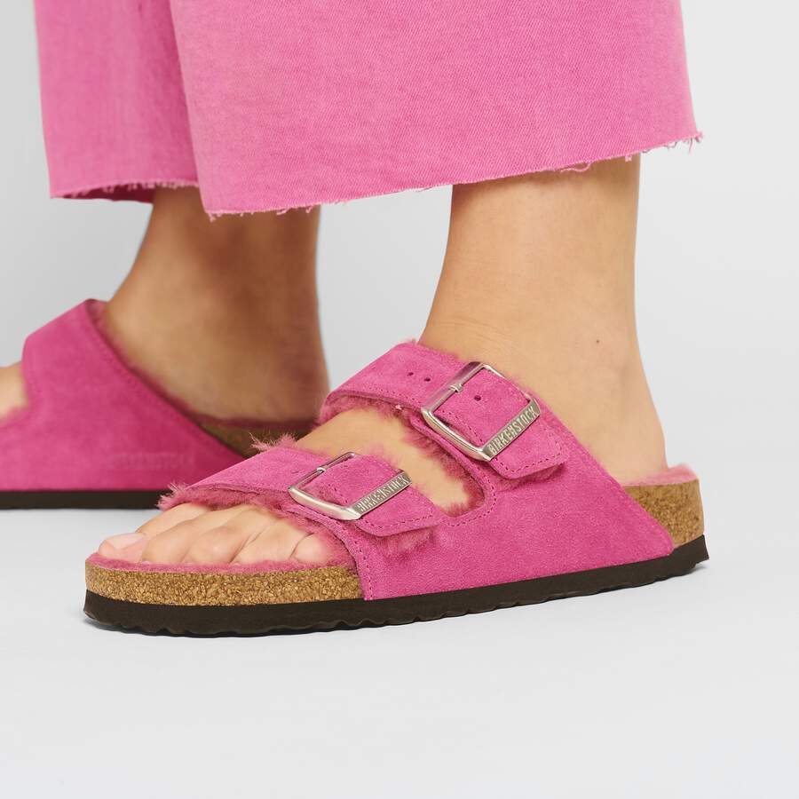 Arizona Shearling Suede Leather/Fur - Fuchsia Tulip