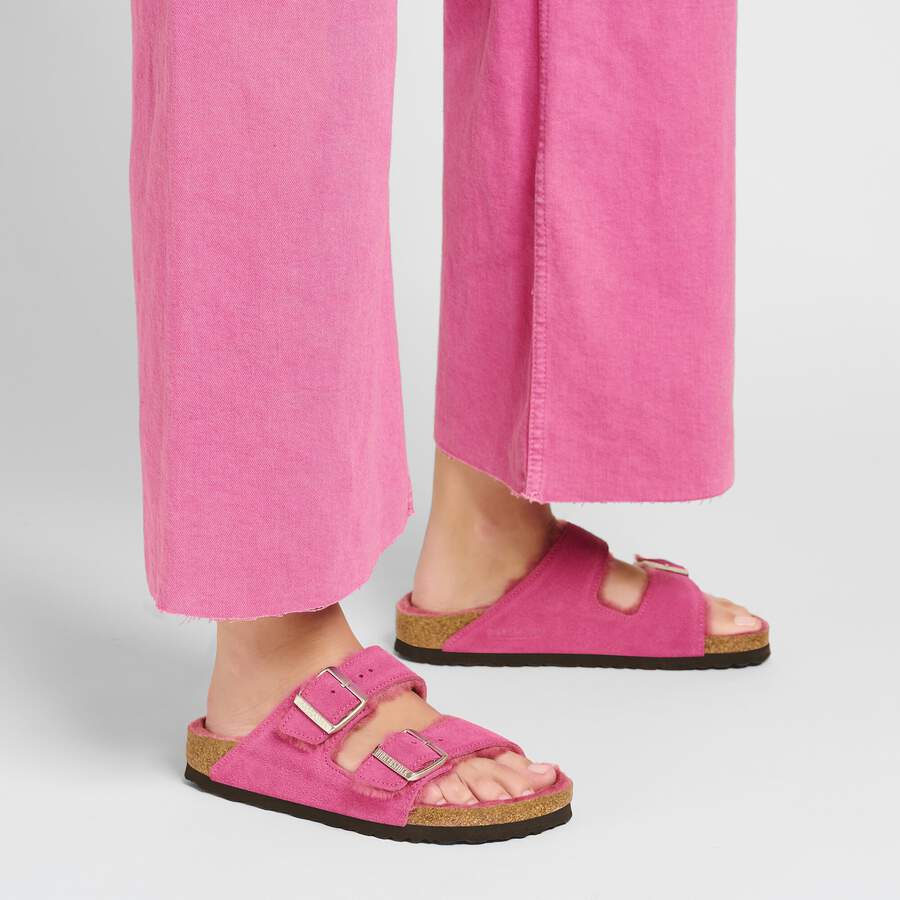 Arizona Shearling Suede Leather/Fur - Fuchsia Tulip