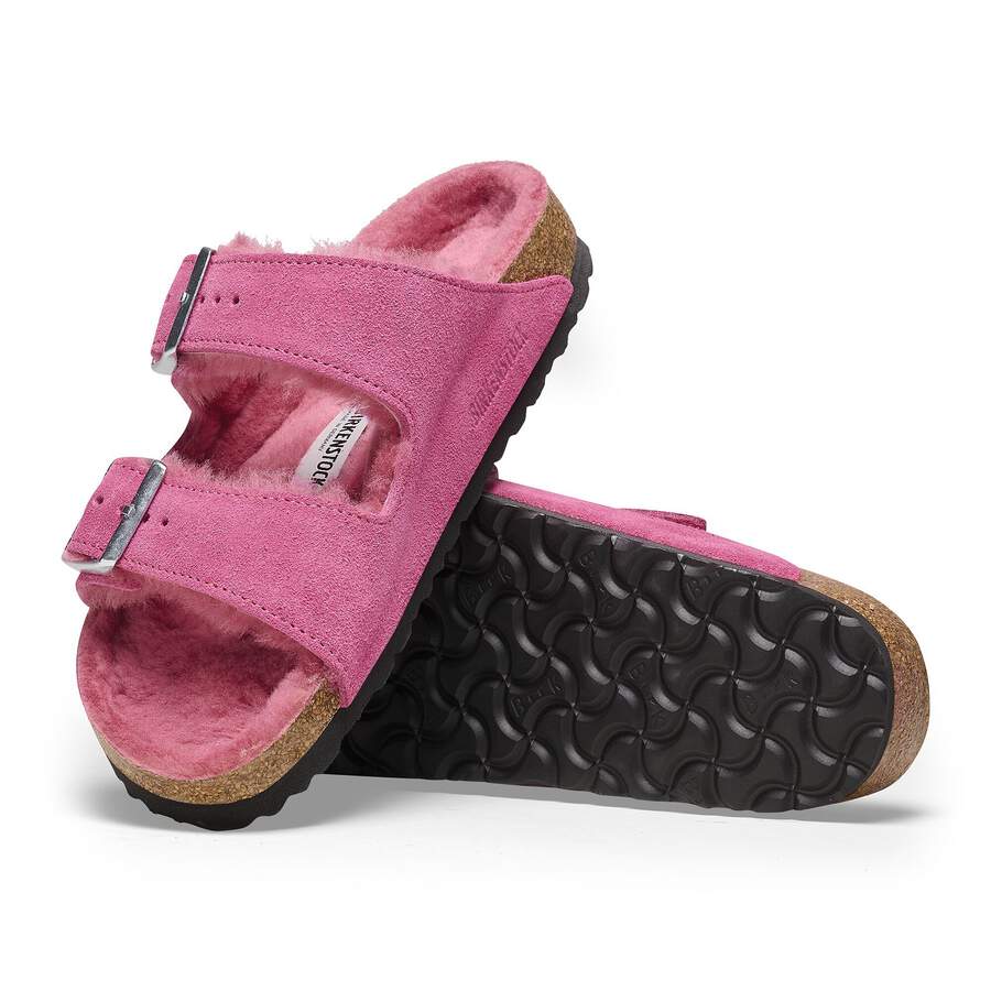 Arizona Shearling Suede Leather/Fur - Fuchsia Tulip