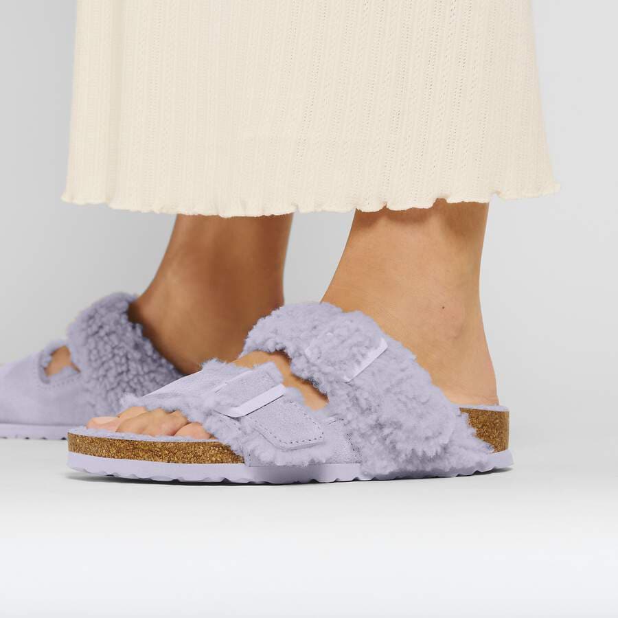 Arizona Teddy Split Suede Leather/Fur - Purple Fog