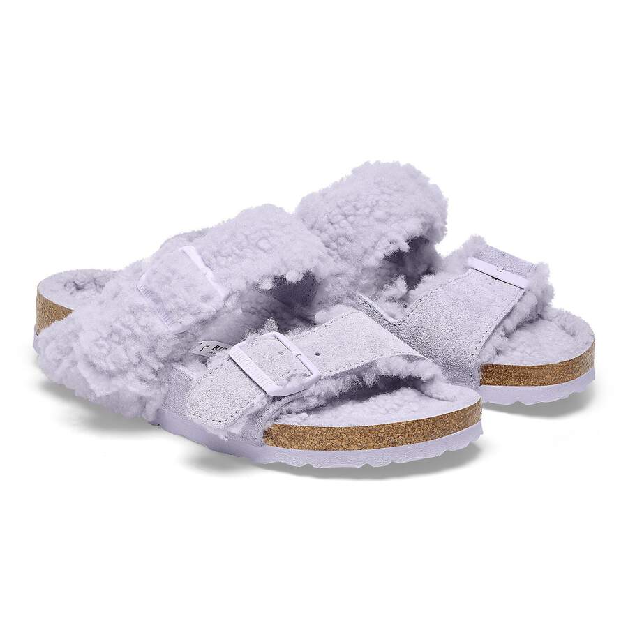 Arizona Teddy Split Suede Leather/Fur - Purple Fog