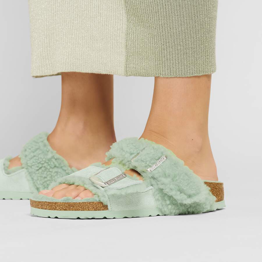 Arizona Teddy Split Suede Leather/Fur - Matcha