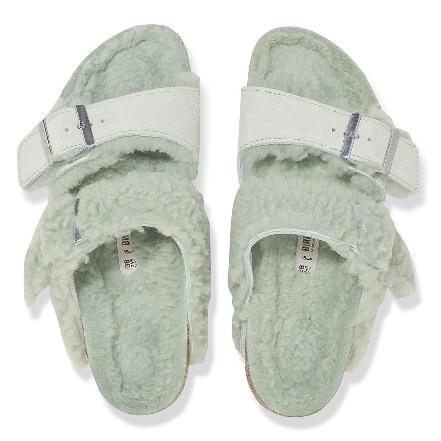 Arizona Teddy Split Suede Leather/Fur - Matcha