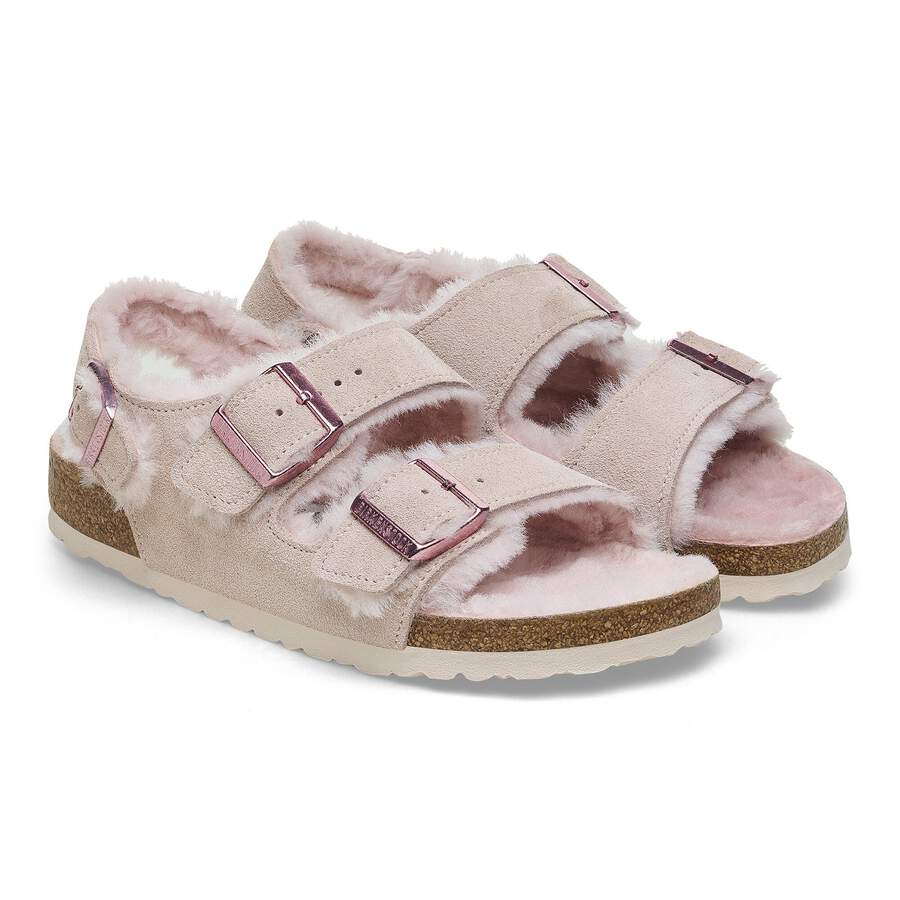 Milano Shearling Suede Leather/Fur - Light Rose