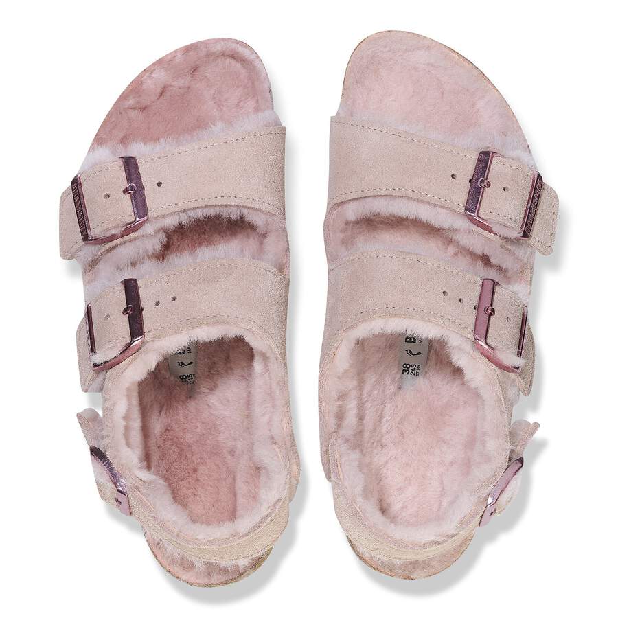 Milano Shearling Suede Leather/Fur - Light Rose