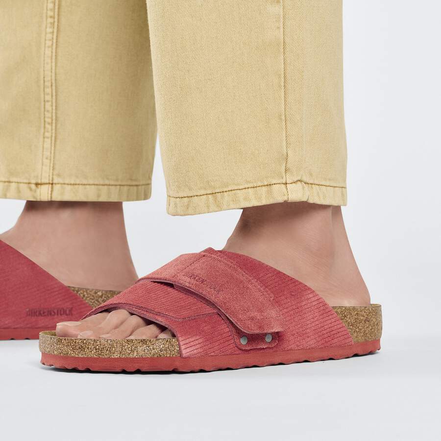 Kyoto Suede Leather Embossed - Corduroy Sienna Red